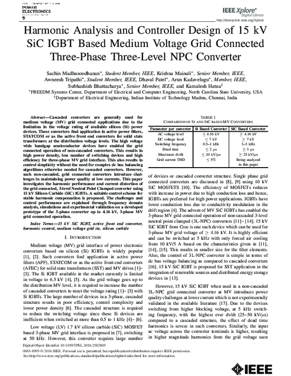 (PDF) Harmonic Analysis and Controller Design of 15 kV SiC IGBT-Based ...