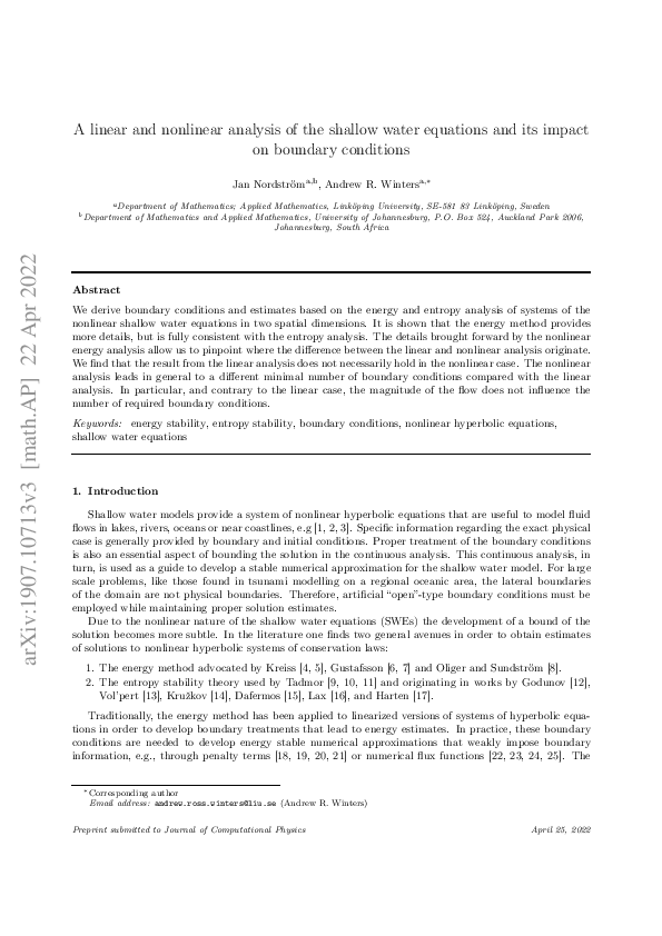 (PDF) A linear and nonlinear analysis of the shallow water equations ...