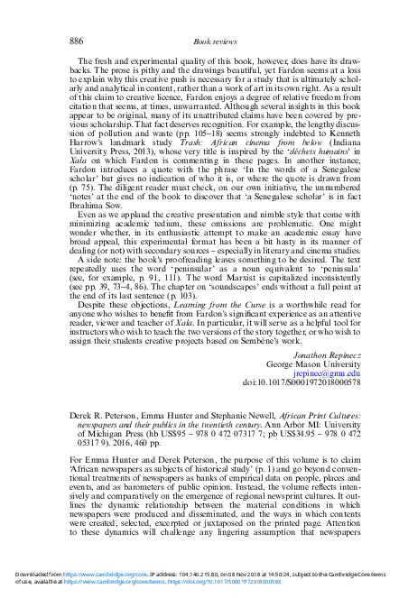(PDF) Derek R. Peterson, Emma Hunter and Stephanie Newell, African ...