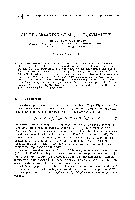 (PDF) On the breaking of SU3 × SU3 symmetry
