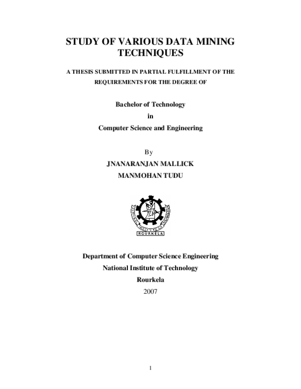 (PDF) Study of various data mining techniques