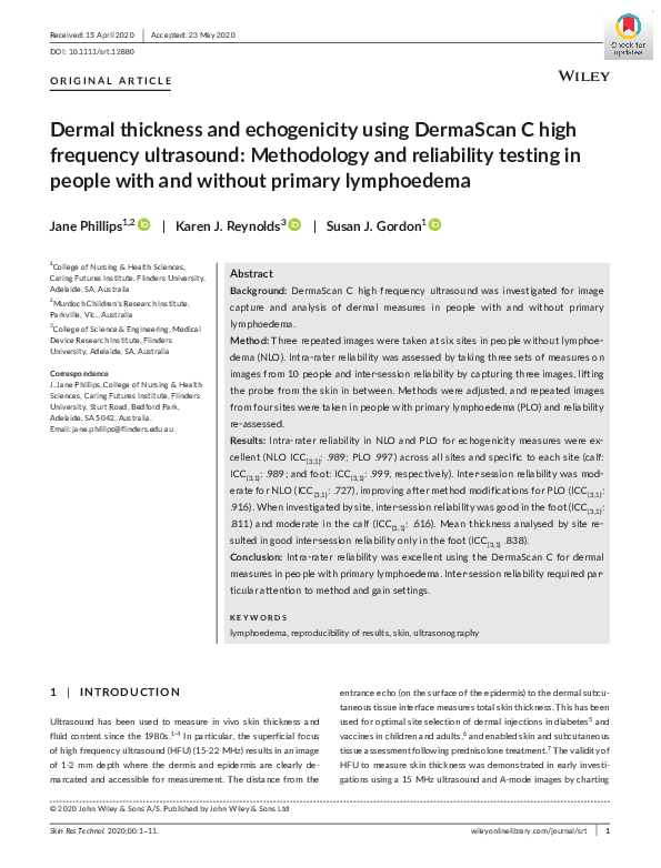 (PDF) Dermal thickness and echogenicity using DermaScan C high ...