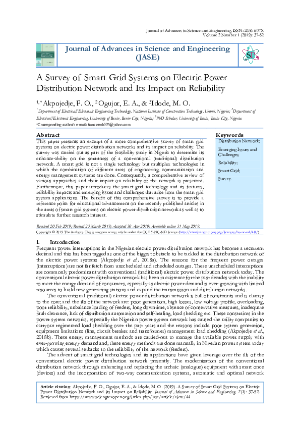 (PDF) A Survey of Smart Grid Systems on Electric Power Distribution ...