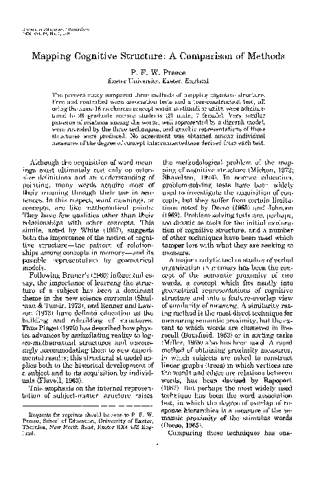(PDF) Mapping cognitive structure: A comparison of methods