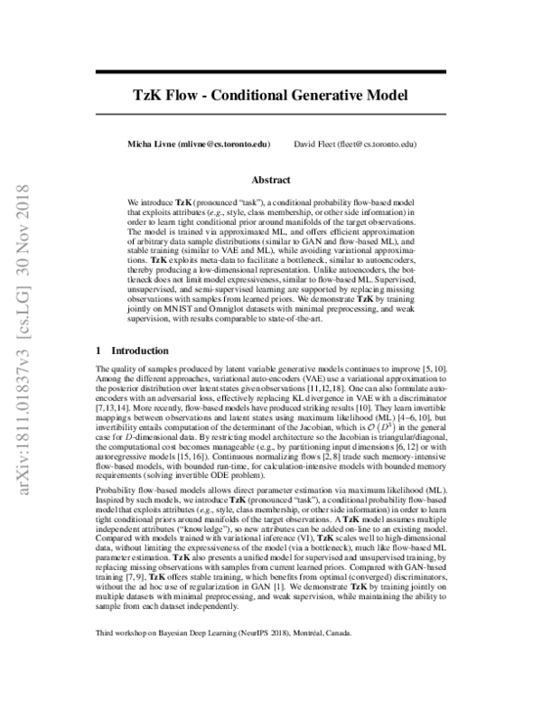 (PDF) TzK Flow - Conditional Generative Model