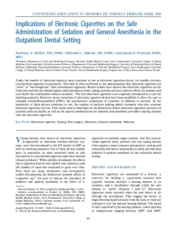 (PDF) Implications of Electronic Cigarettes on the Safe Administration ...