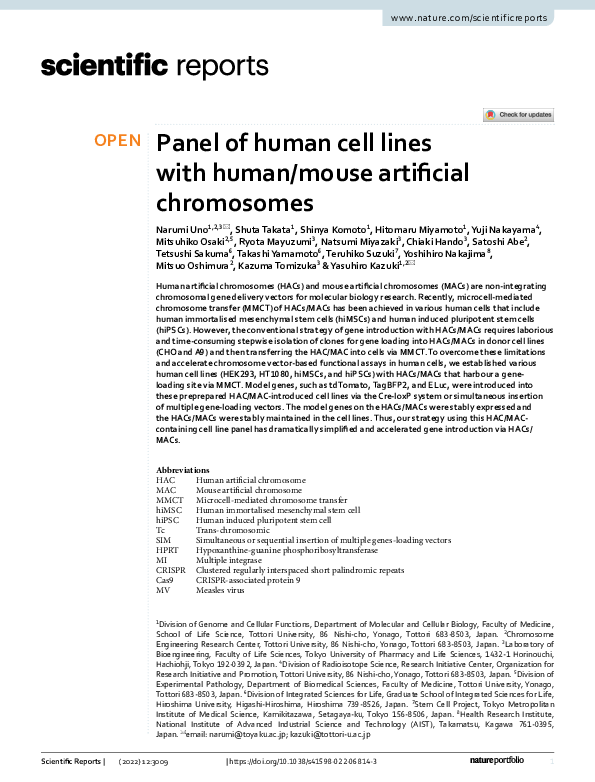 (PDF) Panel of human cell lines with human/mouse artificial chromosomes