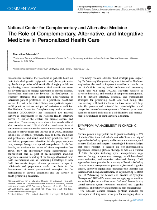 (PDF) The Role of Complementary, Alternative, and Integrative Medicine ...
