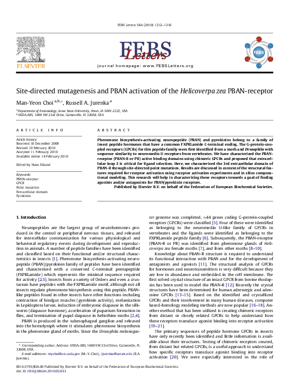 (PDF) Site‐directed mutagenesis and PBAN activation of the Helicoverpa ...