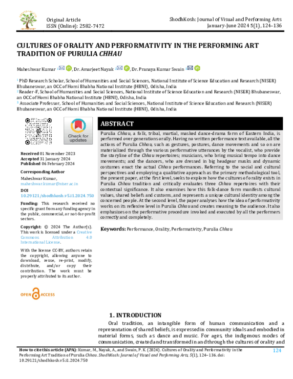 (PDF) CULTURES OF ORALITY AND PERFORMATIVITY IN THE PERFORMING ART ...