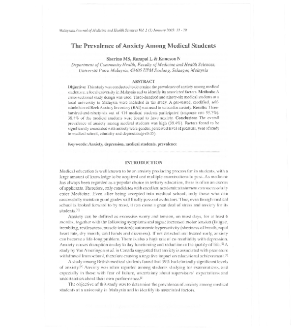 (PDF) The prevalence of anxiety among medical students