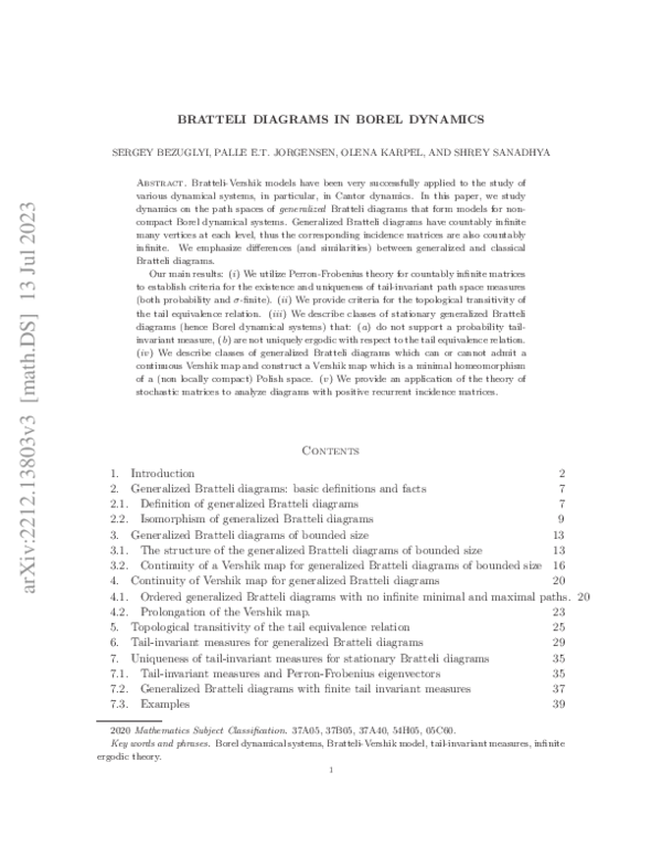 (PDF) Bratteli diagrams in Borel dynamics | Palle Jorgensen - Academia.edu