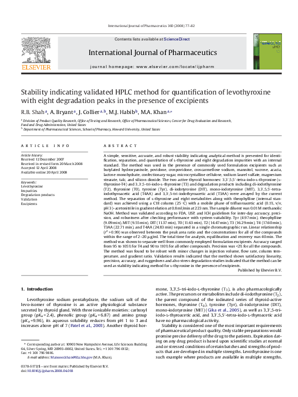 (PDF) Stability indicating validated HPLC method for quantification of ...