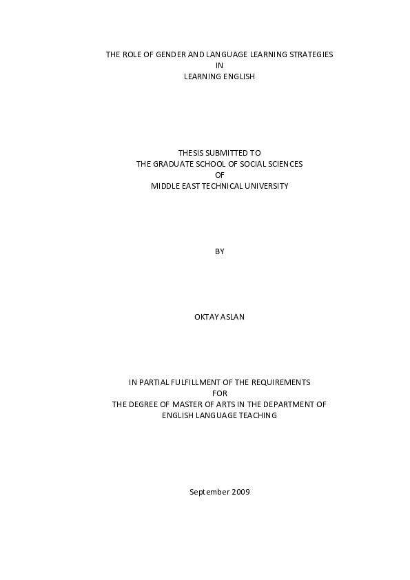 (PDF) The Role of Gender and Language Learning Strategies in