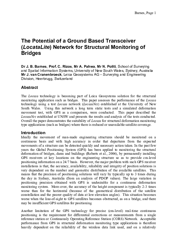 (PDF) The Potential of a Ground Based Transceiver (LocataLite) Network ...