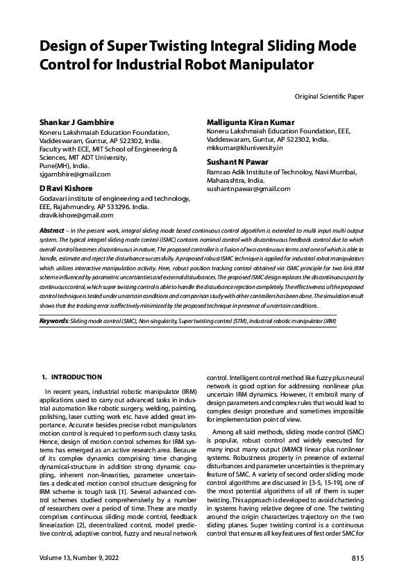 (PDF) Design of Super Twisting Integral Sliding Mode Control for ...