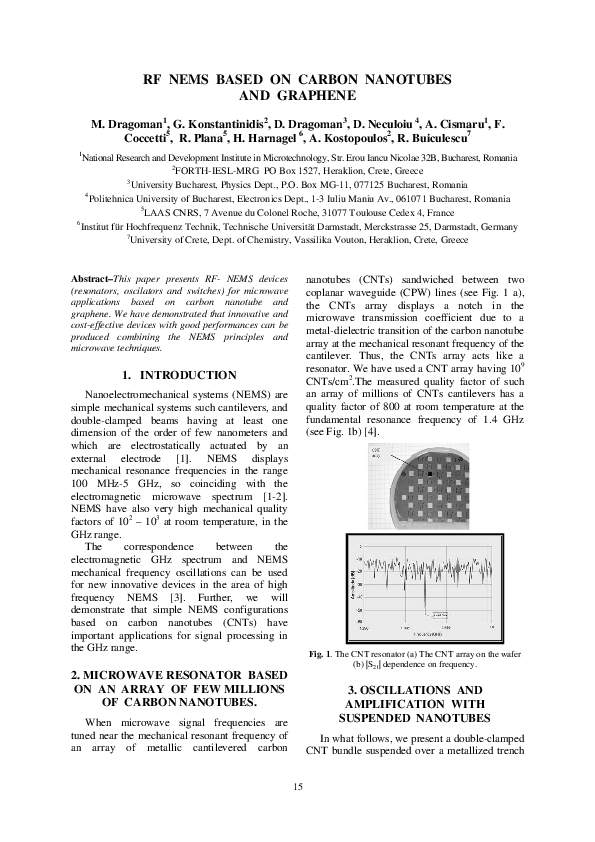 (PDF) RF NEMS based on carbon nanotubes and graphene | G ...