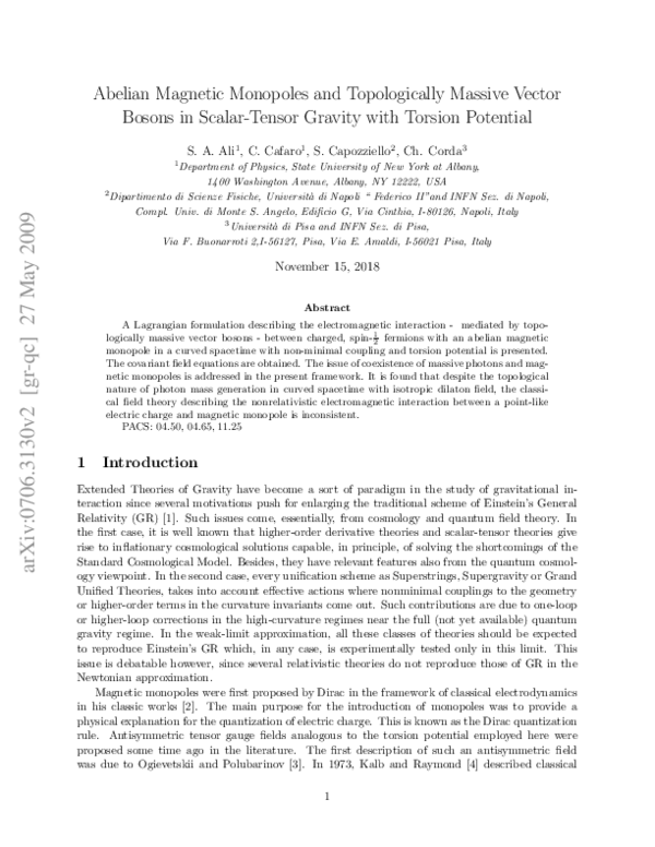 (PDF) Abelian Monopoles and Topologically Massive Vector Bosons in ScalarTensor