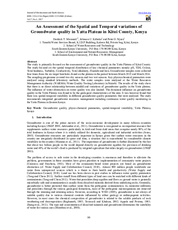 (PDF) An Assessment of the Spatial and Temporal variations of ...