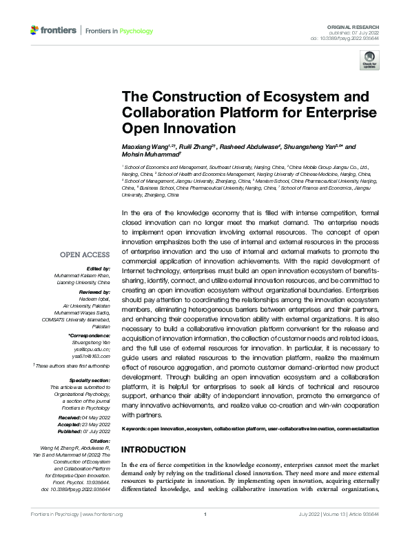 (PDF) The Construction of Ecosystem and Collaboration Platform for ...