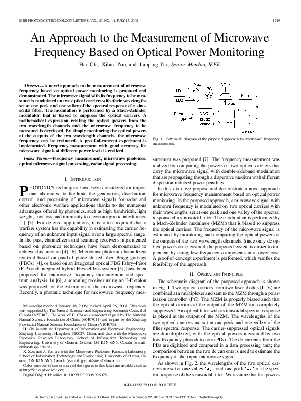 (PDF) An Approach to the Measurement of Microwave Frequency Based on ...