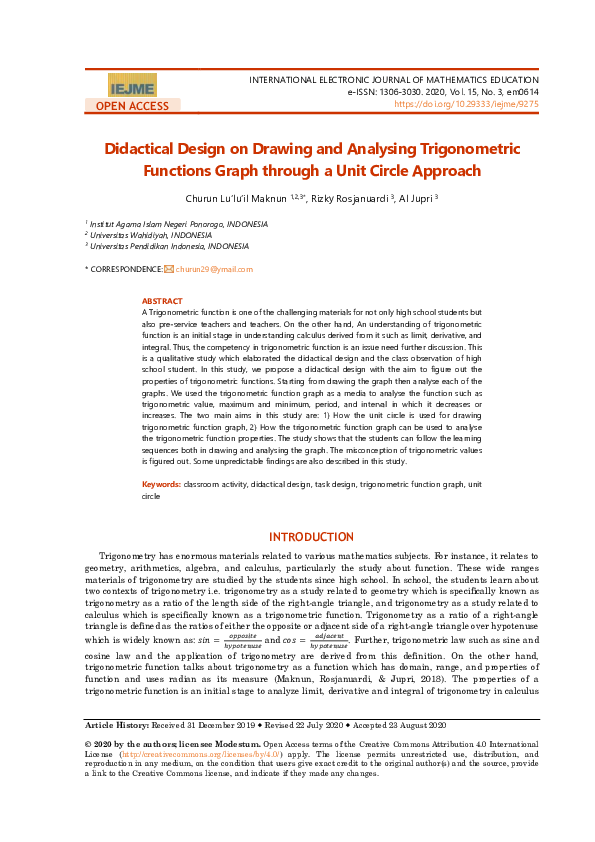 (PDF) Didactical Design on Drawing and Analysing Trigonometric ...