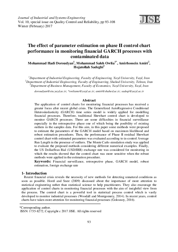 (PDF) The effect of parameter estimation on Phase II control chart ...