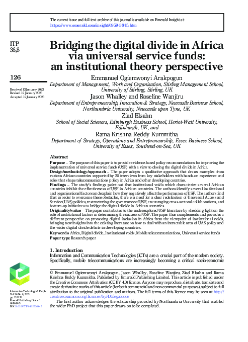(PDF) Bridging the digital divide in Africa via universal service funds ...