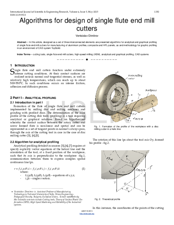 (PDF) Algorithms for design of single flute end mill cutters
