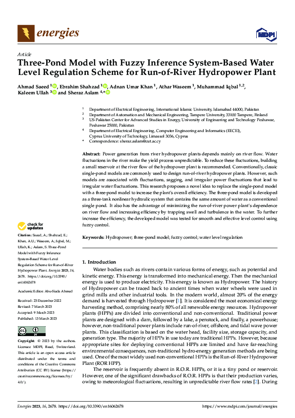 (PDF) Three-Pond Model with Fuzzy Inference System-Based Water Level ...
