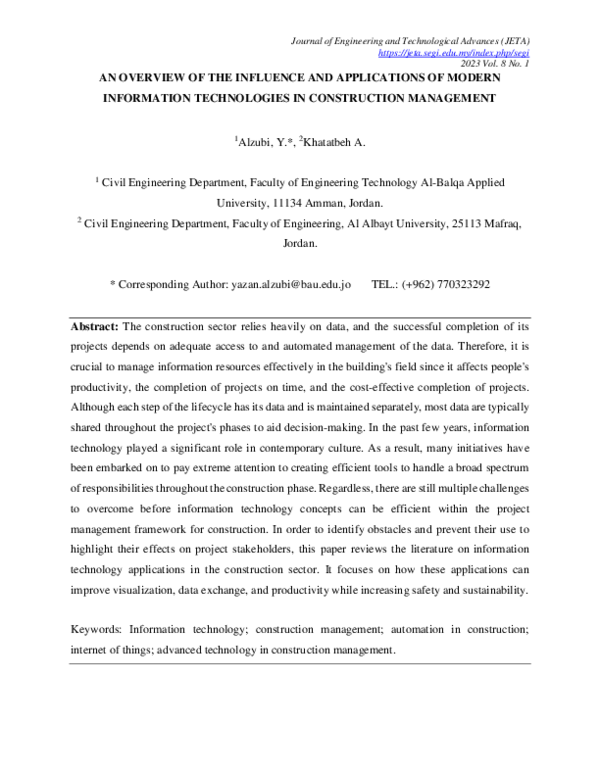 (PDF) An Overview of the Influence and Applications of Modern ...