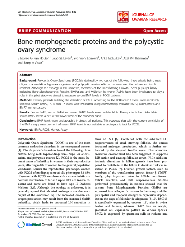 (PDF) Bone morphogenetic proteins and the polycystic ovary syndrome