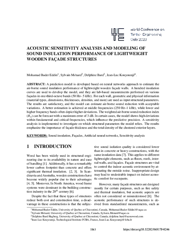 (PDF) Acoustic Sensitivity Analysis and Modeling of Sound Insulation ...