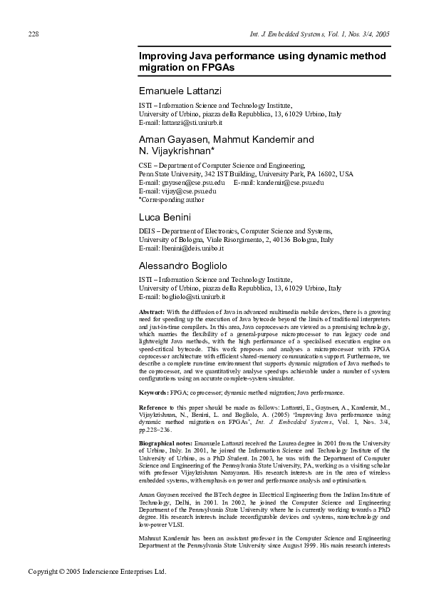 (PDF) Improving Java performance using dynamic method migration on FPGAs