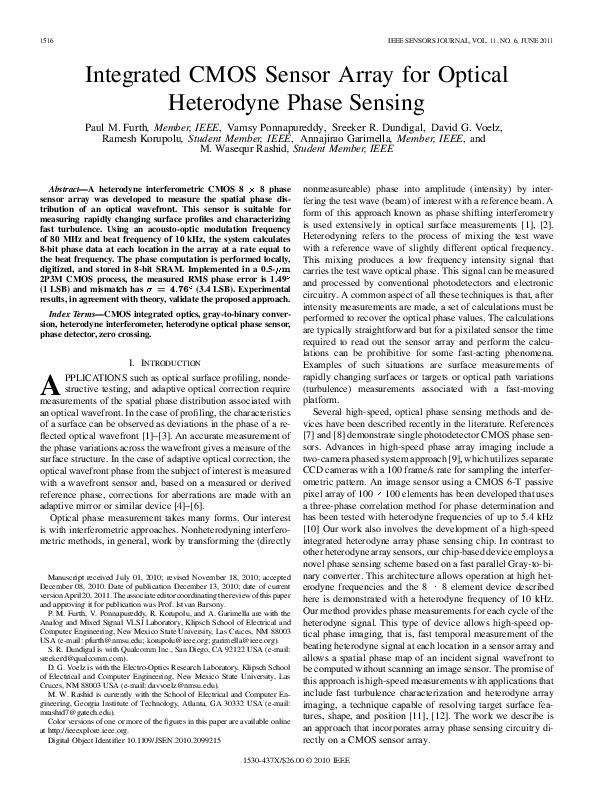 (PDF) Integrated CMOS Sensor Array for Optical Heterodyne Phase Sensing