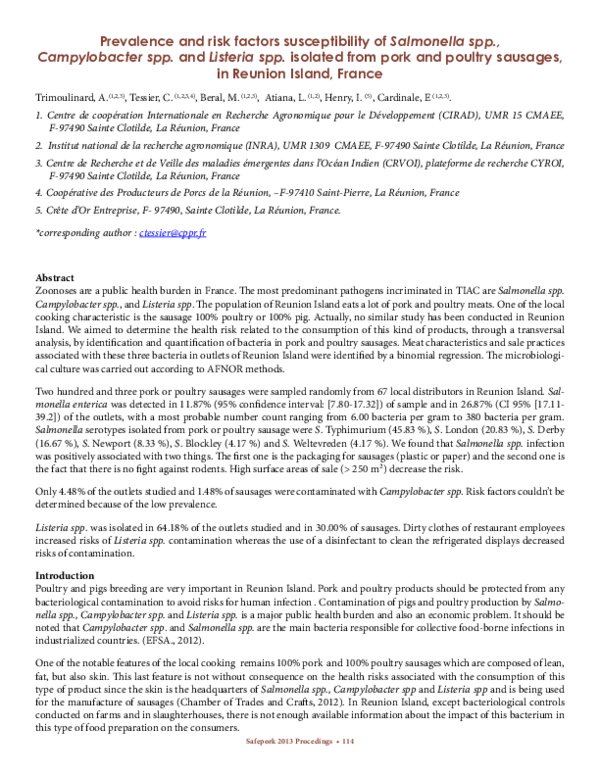 (PDF) Prevalence and risk factors susceptibility of Salmonella spp ...