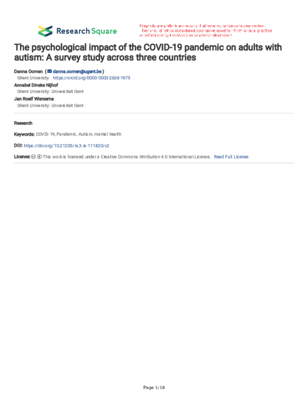 (PDF) The psychological impact of the COVID-19 pandemic on adults with ...