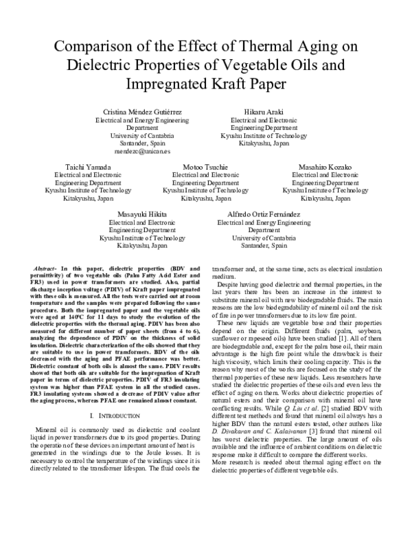 (PDF) Comparison of the Effect of Thermal Aging on Dielectric ...