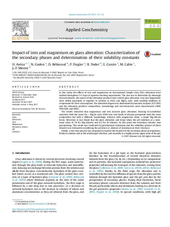 (PDF) Impact of iron and magnesium on glass alteration ...