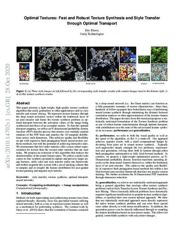 (PDF) Optimal Textures: Fast and Robust Texture Synthesis and Style ...