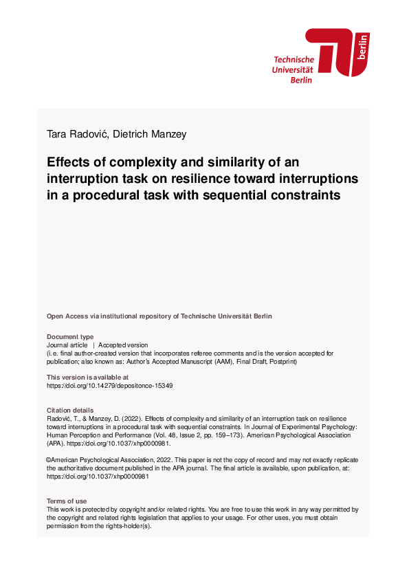 (PDF) Effects of complexity and similarity of an interruption task on ...