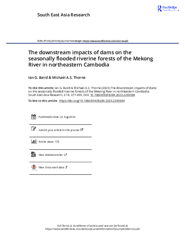 (PDF) The Downstream Impacts of Dams on the Seasonally Flooded Riverine ...
