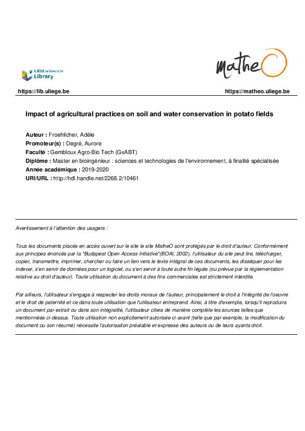 (PDF) Impact of agricultural practices on soil and water conservation ...