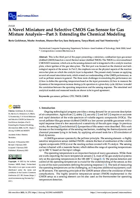 (PDF) A Novel Miniature and Selective CMOS Gas Sensor for Gas Mixture ...