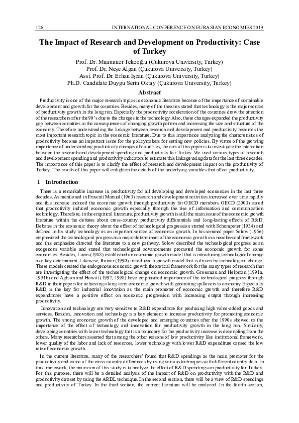 (PDF) The Impact of Research and Development on Productivity: Case of ...