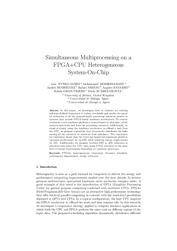 (PDF) Simultaneous Multiprocessing on a FPGA+CPU Heterogeneous System ...