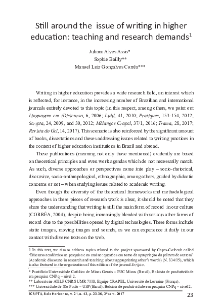 (PDF) Still around the issue of writing in higher education: teaching ...