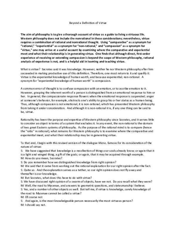 (DOC) Beyond a Definition of Virtue