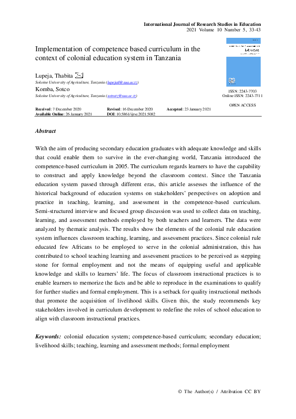 (PDF) Implementation of competence based curriculum in the context of ...
