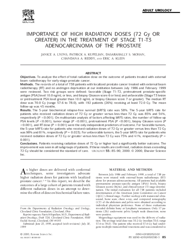 (PDF) Importance of high radiation doses (72 Gy or greater) in the ...